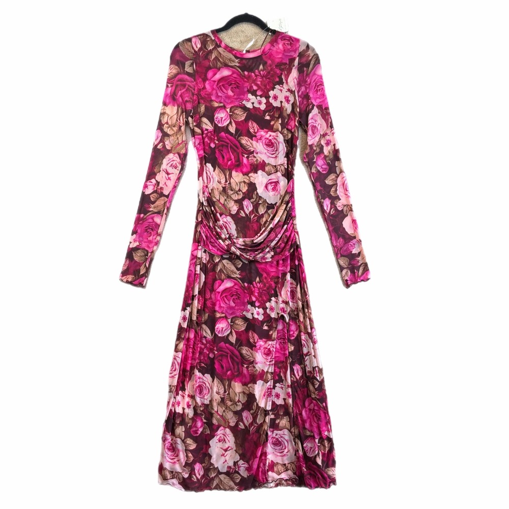 NEW Free People Floral Mesh Gianni Maxi Dress Love Combo Sz L Pink Bodycon NWT